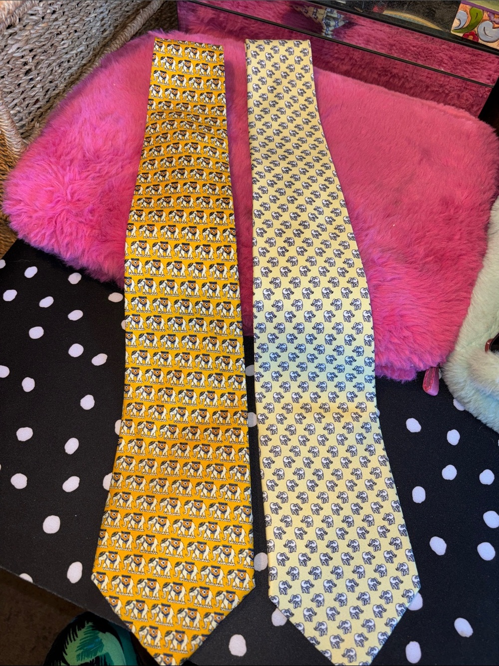 NWOT DE AMANDA 100%Silk Handmade Tie set of 2. two luxury animal-